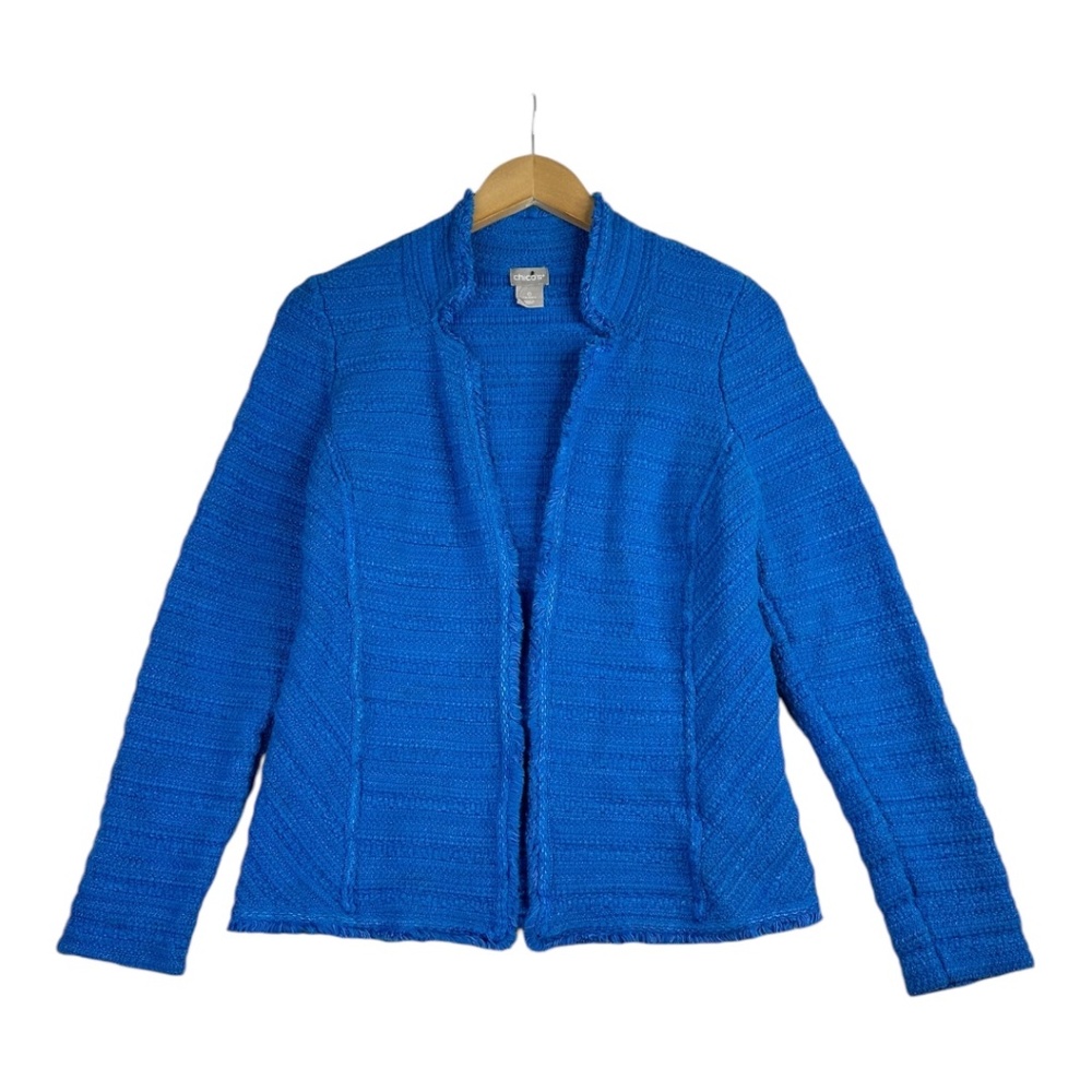 Chico's Blue Structured‎ Textured Cardigan Size 6